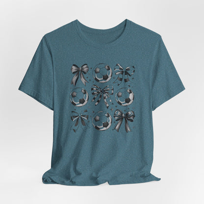 Soccer Tic Tac Toe Bows Bella Canvas Tee