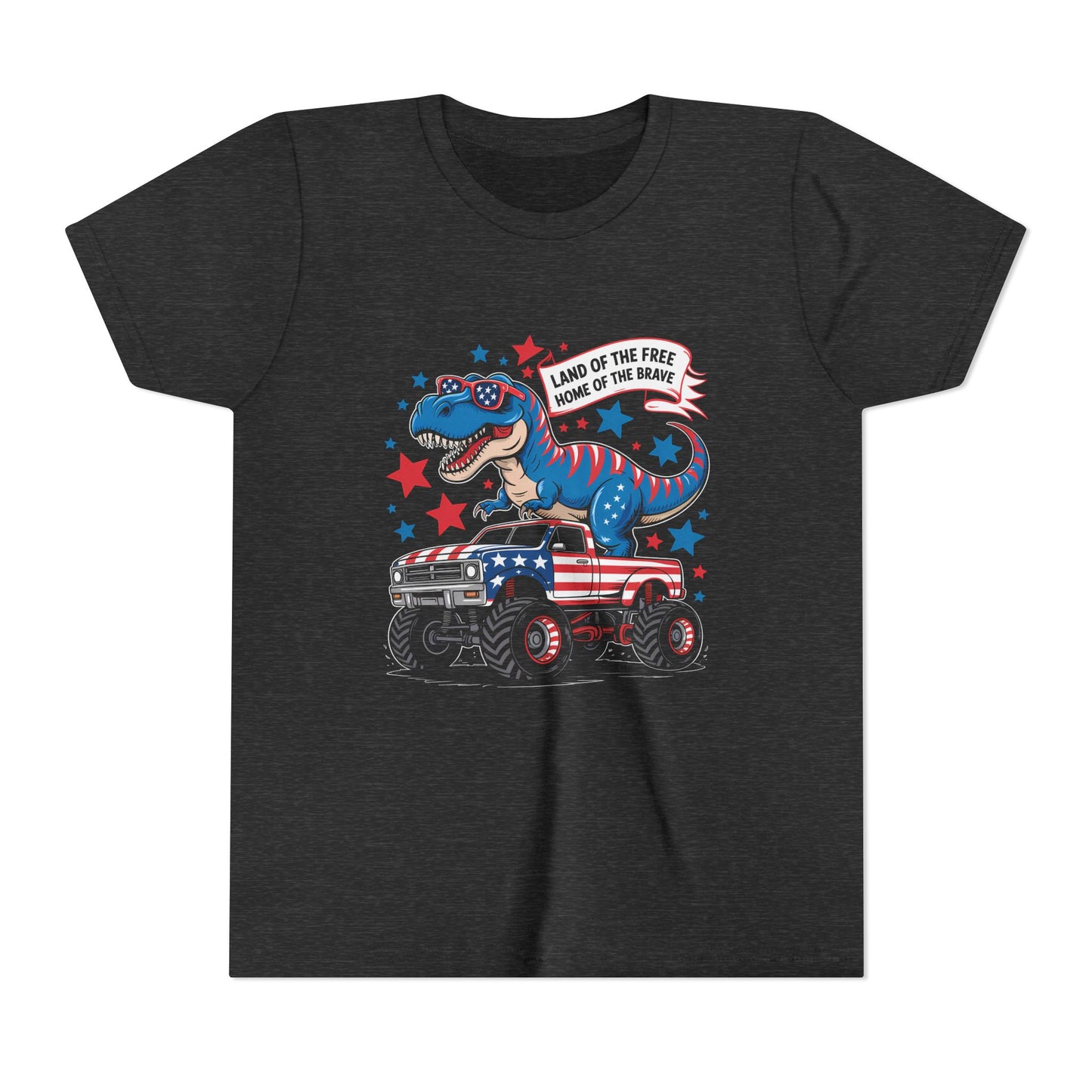 Patriotic Dinosaur Tee for Kids, Youth Short Sleeve Shirt