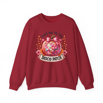 Disco Patch Pumpkin Gildan Crewneck Sweatshirt