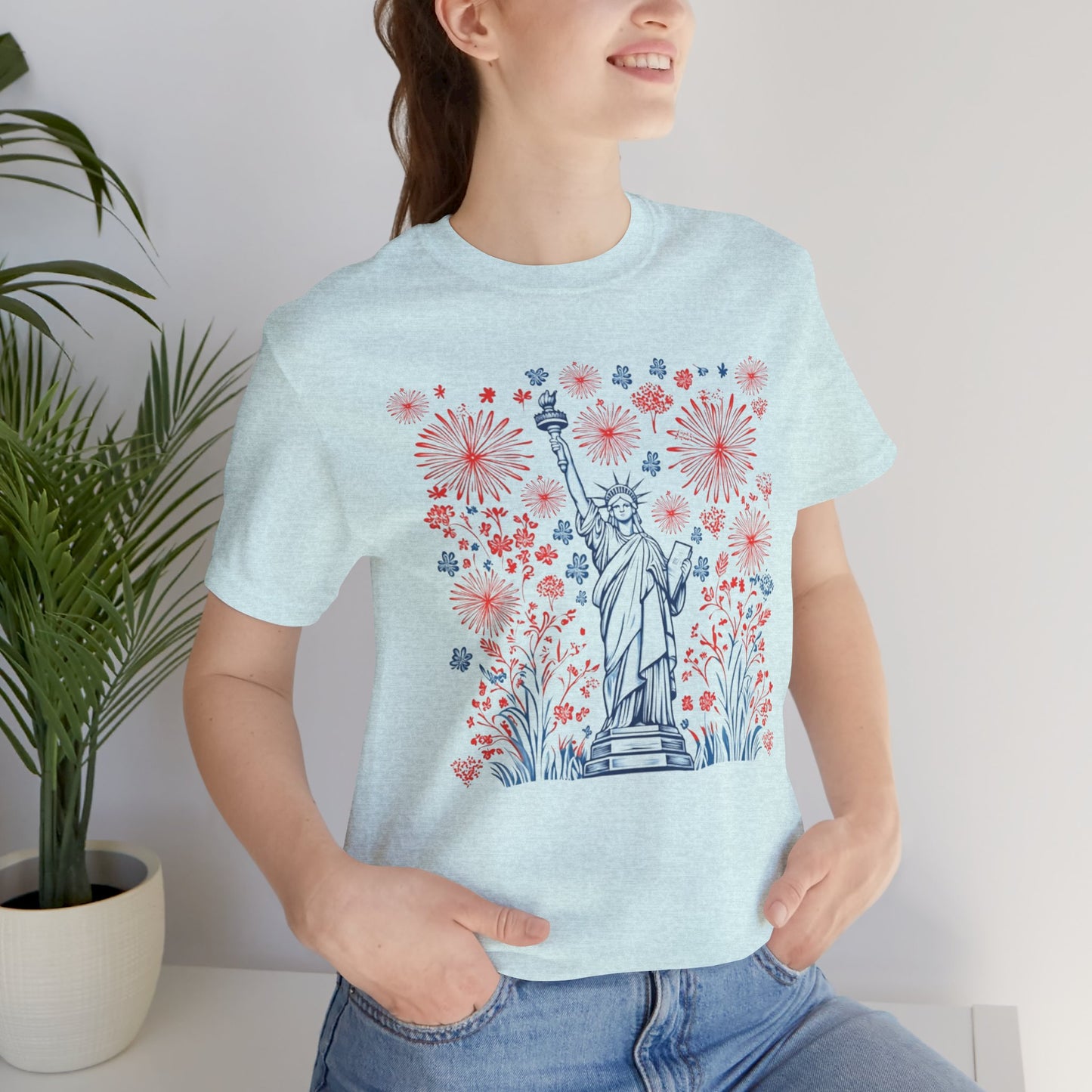 Patriotic Short Sleeve Tee with Liberty Design