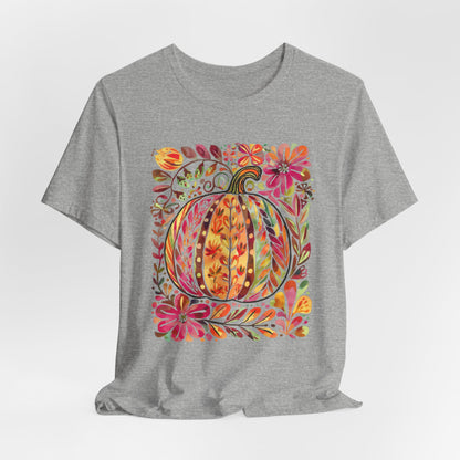 Pumpkin Floral Tee for Fall Celebrations
