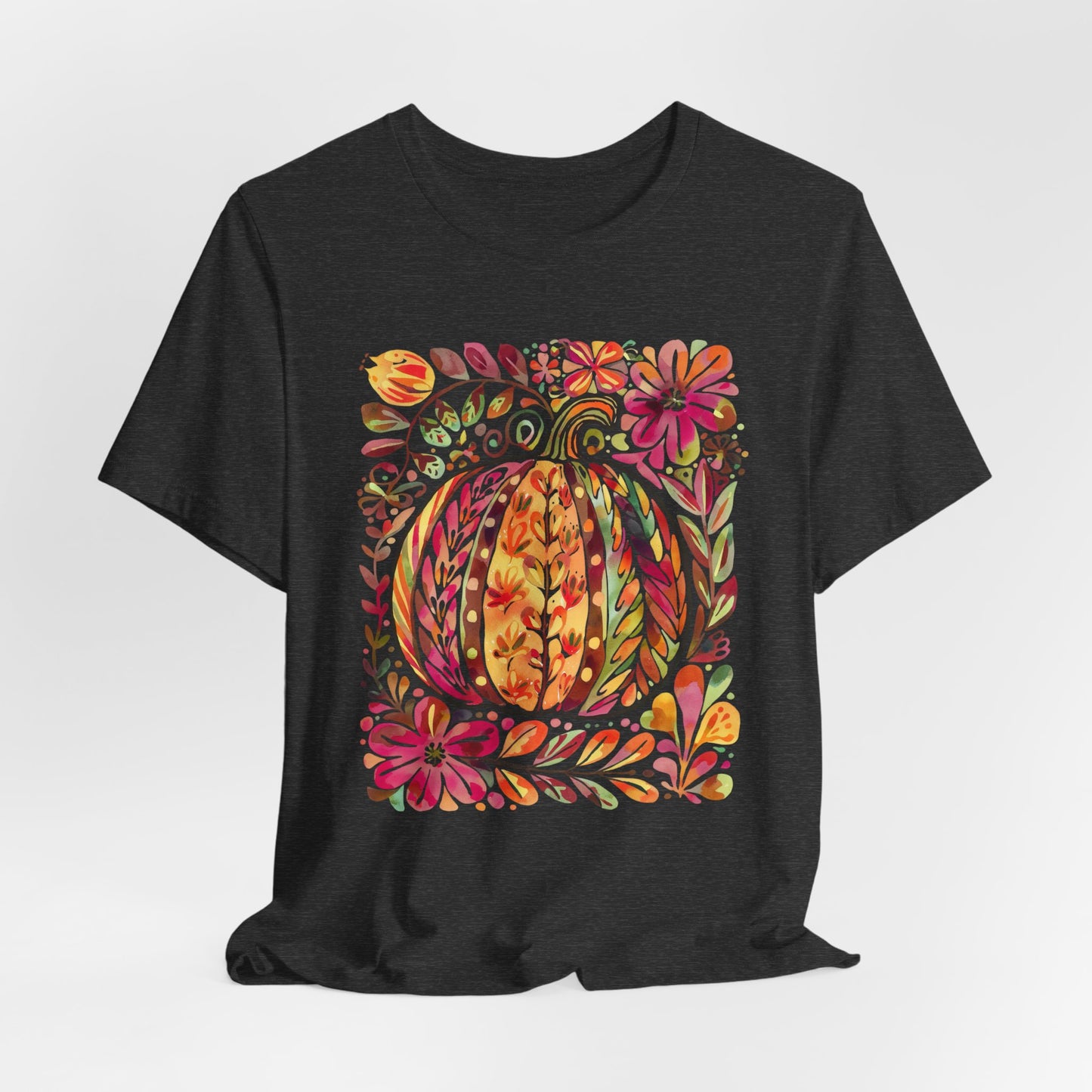 Pumpkin Floral Tee for Fall Celebrations