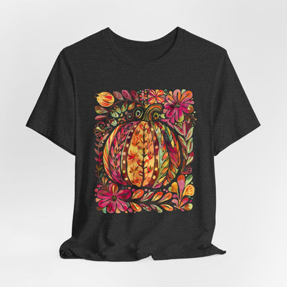 Pumpkin Floral Tee for Fall Celebrations