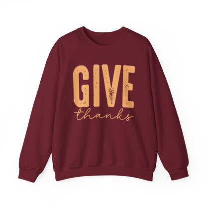 Give Thanks, Thanksgiving Gildan Crewneck Sweatshirt