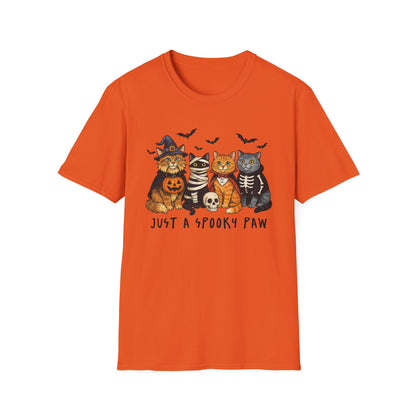 Halloween Cat T-Shirt, Spooky paw Gildan Softstyle Tee