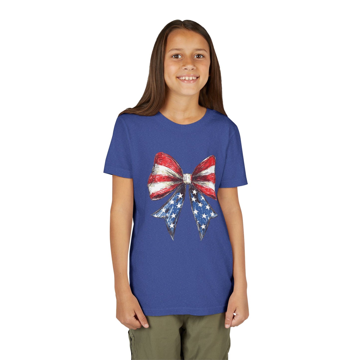 Patriotic Youth Short Sleeve Tee with Bow Design