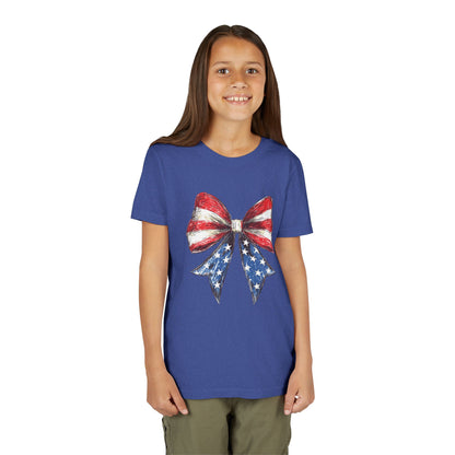 Patriotic Youth Short Sleeve Tee with Bow Design
