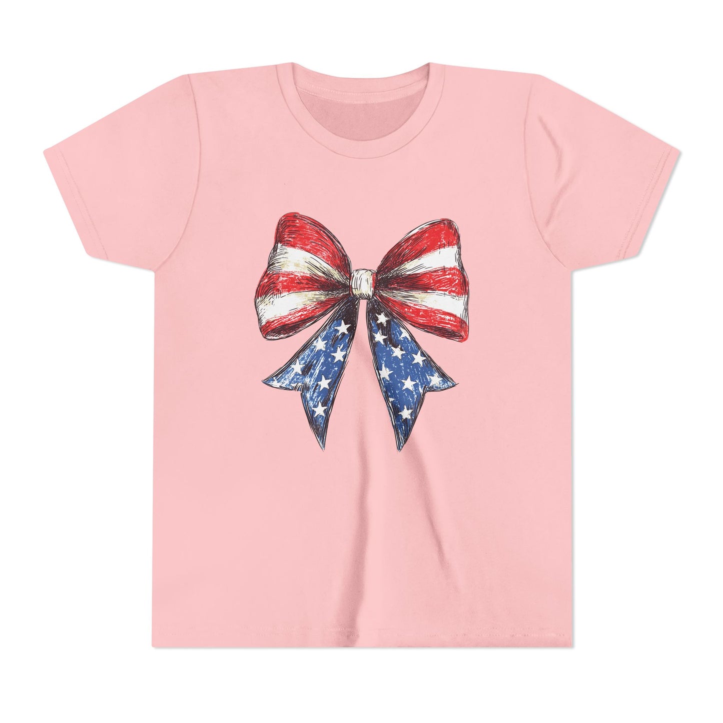 Patriotic Youth Short Sleeve Tee with Bow Design