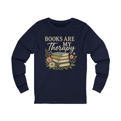 Books are my Therapy Floral Bella Canvas Long Sleeve Tee