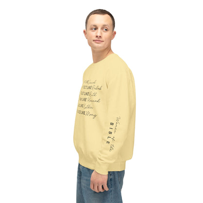 Inspirational Sweatshirt - Wait, Protect, Trust, Pray, Rejoice Like Women of the Bible, Front and Sleeve - Unisex Crewneck for Faith & Empowerment, Gift for Women, [...]