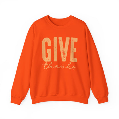 Give Thanks, Thanksgiving Gildan Crewneck Sweatshirt