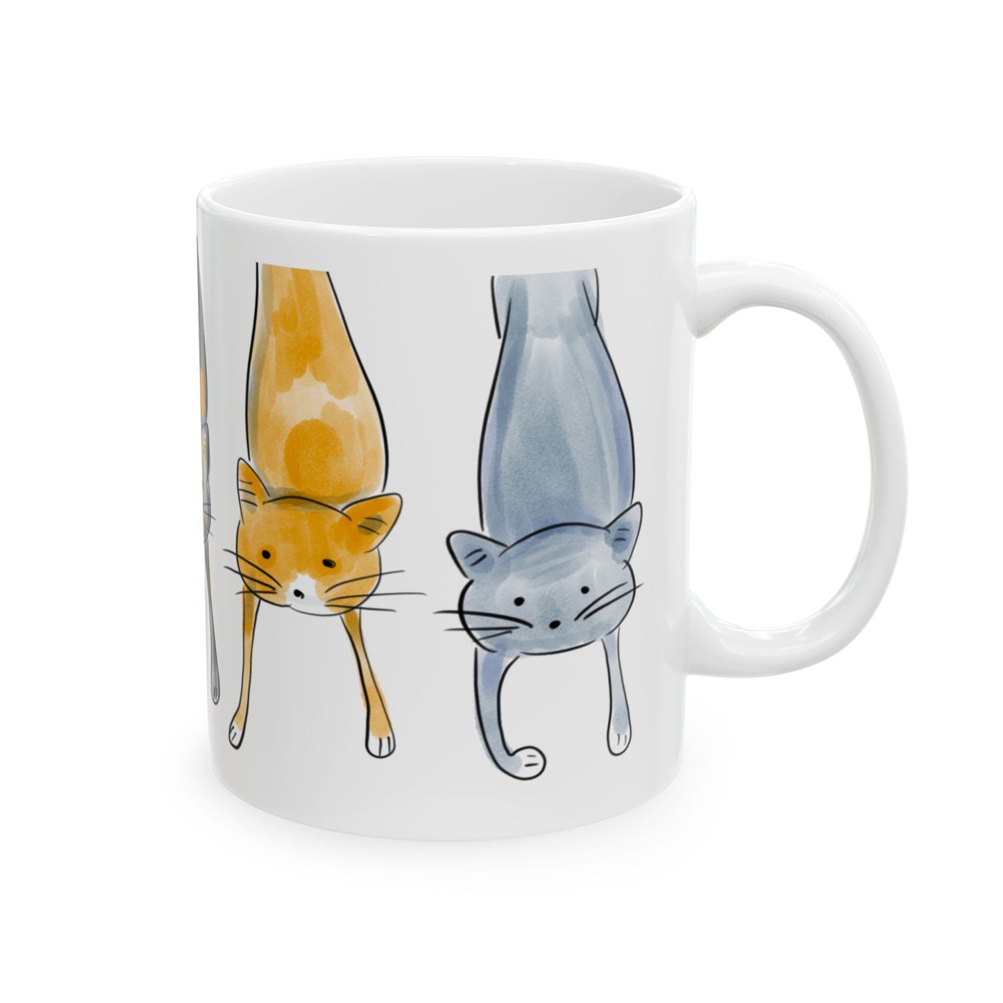 11oz Playful Cat Ceramic Mug - Cute Animal Design for Cat Lovers