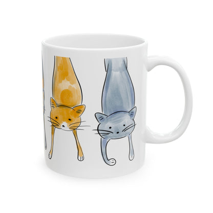 11oz Playful Cat Ceramic Mug - Cute Animal Design for Cat Lovers