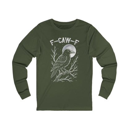 F-Caw-F Raven Moon Long Sleeve Bella Canvas Funny