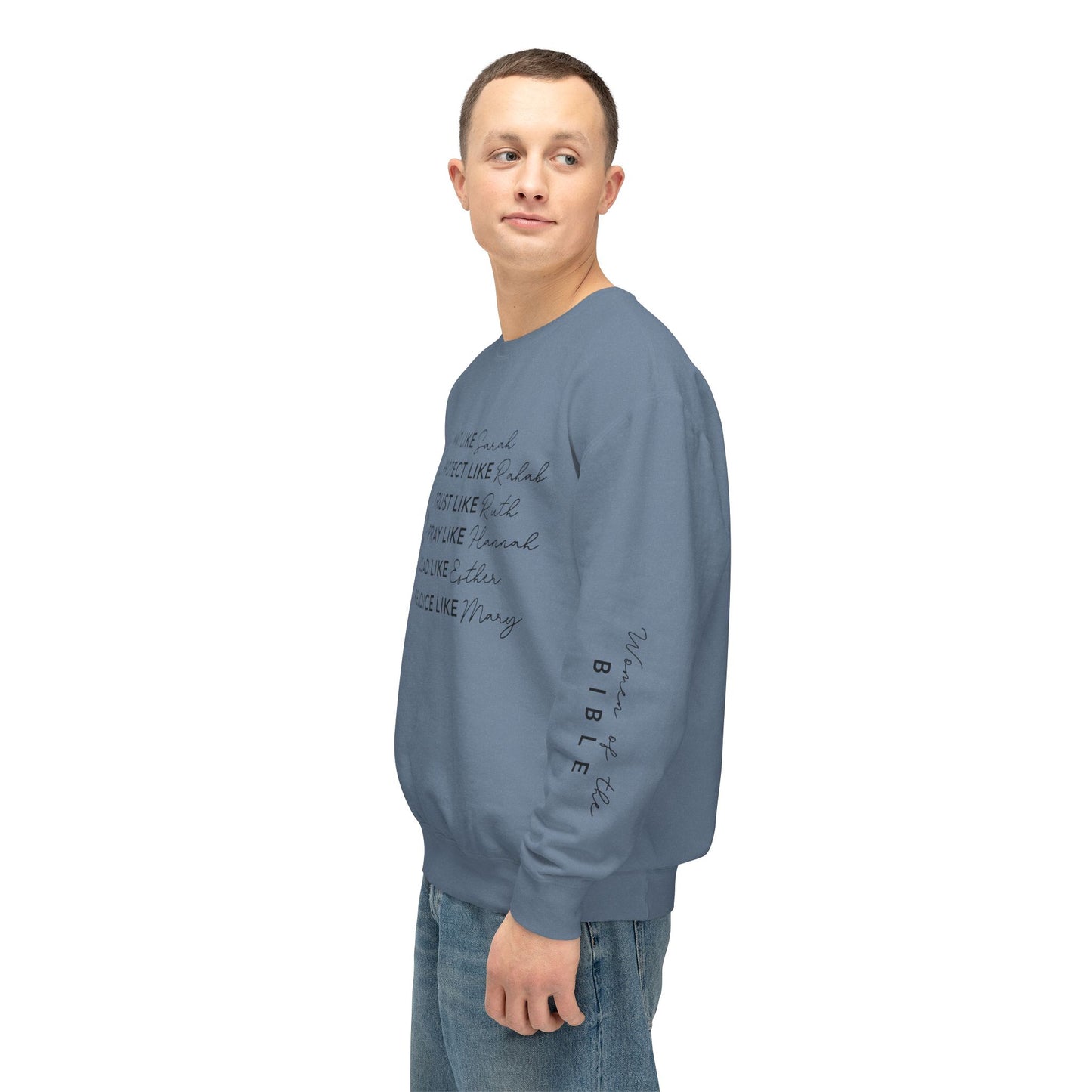 Inspirational Sweatshirt - Wait, Protect, Trust, Pray, Rejoice Like Women of the Bible, Front and Sleeve - Unisex Crewneck for Faith & Empowerment, Gift for Women, [...]