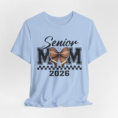 Senior Mom 2026 Football Tee, Unisex Jersey Short Sleeve Tee