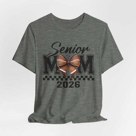 Senior Mom 2026 Football Tee, Unisex Jersey Short Sleeve Tee