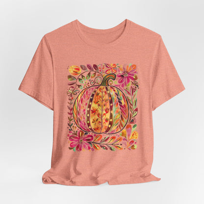 Pumpkin Floral Tee for Fall Celebrations