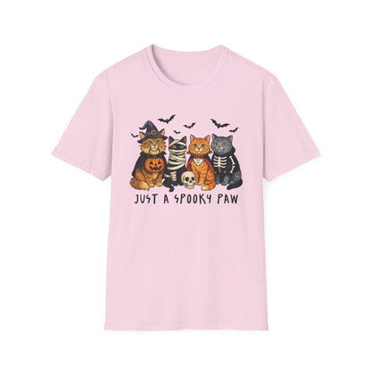 Halloween Cat T-Shirt, Spooky paw Gildan Softstyle Tee