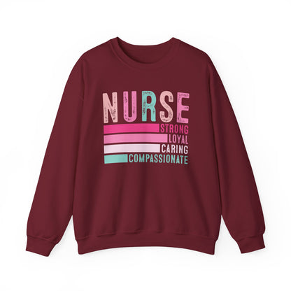 Nurse, Strong, Loyal, Caring Gildan Crewneck Sweatshirt