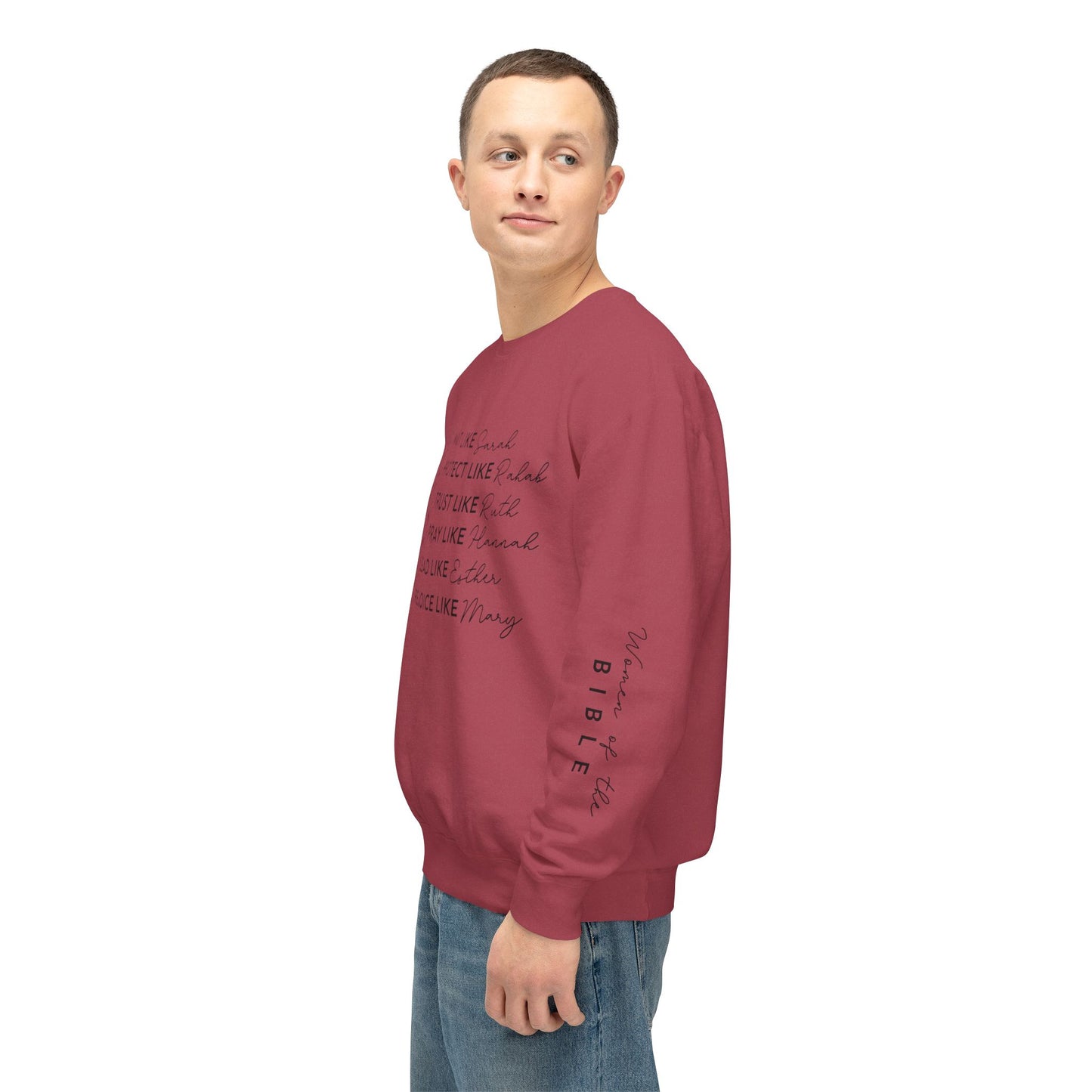 Inspirational Sweatshirt - Wait, Protect, Trust, Pray, Rejoice Like Women of the Bible, Front and Sleeve - Unisex Crewneck for Faith & Empowerment, Gift for Women, [...]