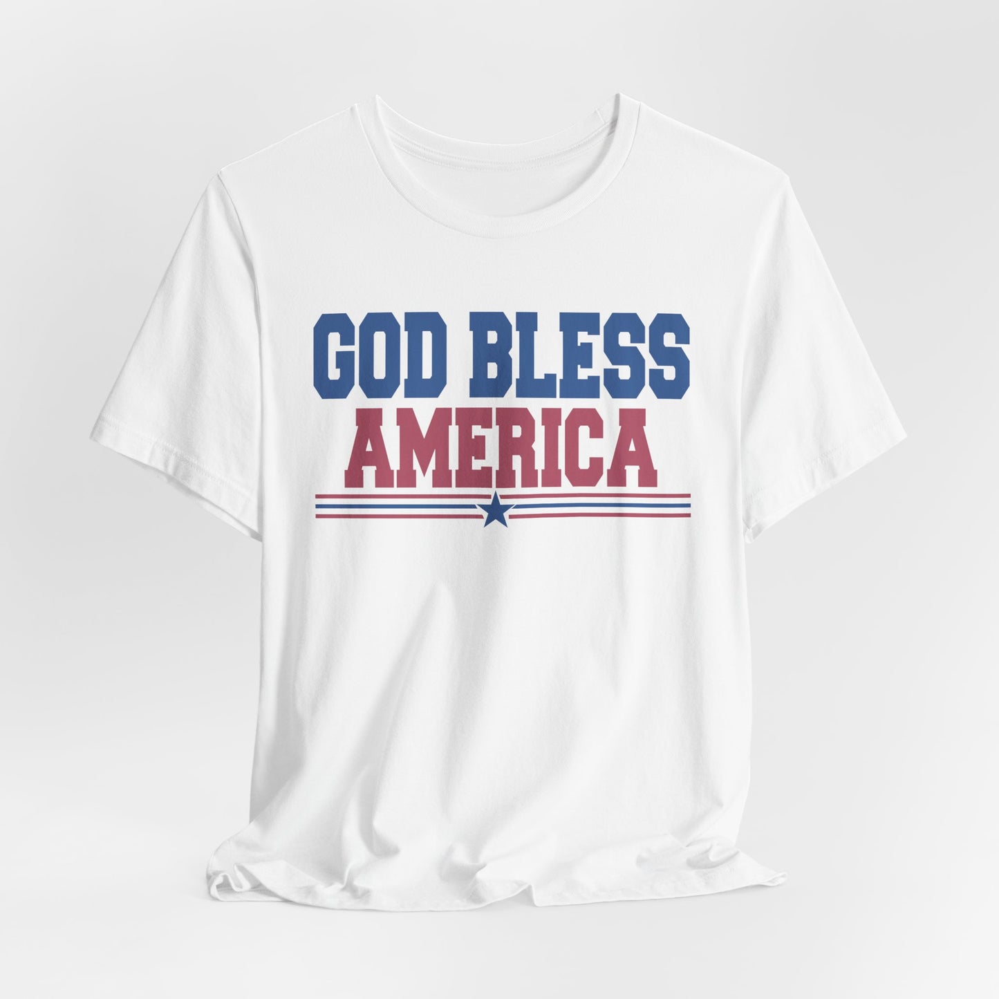 God Bless America Unisex Jersey Tee - Patriotic Short Sleeve Shirt