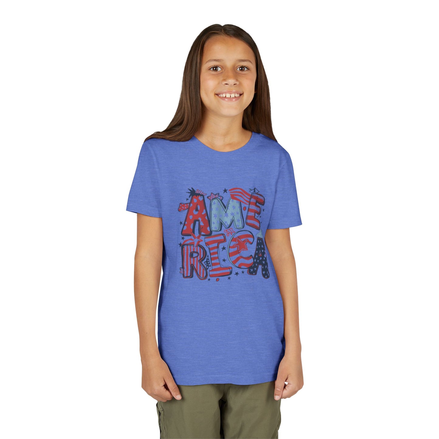 Patriotic Youth Short Sleeve Tee - America Design for 4th of July & Celebrations