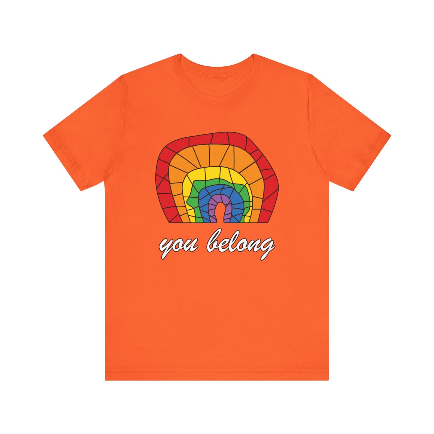 Rainbow 'You Belong' Unisex Jersey Tee, LGBTQ Pride Shirt