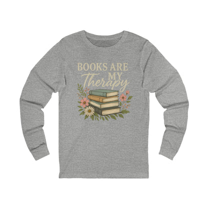 Books are my Therapy Floral Bella Canvas Long Sleeve Tee