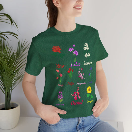 Floral Garden Unisex Tee, Vibrant Nature Shirt, Gift for Flower Lovers, Botanical