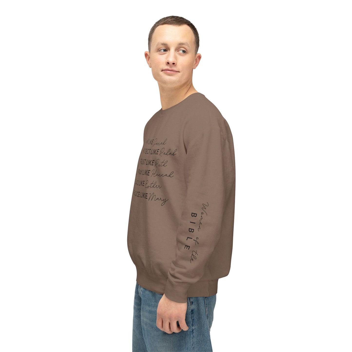 Inspirational Sweatshirt - Wait, Protect, Trust, Pray, Rejoice Like Women of the Bible, Front and Sleeve - Unisex Crewneck for Faith & Empowerment, Gift for Women, [...]