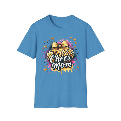 Cheer Mom Gold Bow- Gildan Softstyle Tshirt