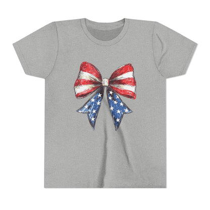 Patriotic Youth Short Sleeve Tee with Bow Design