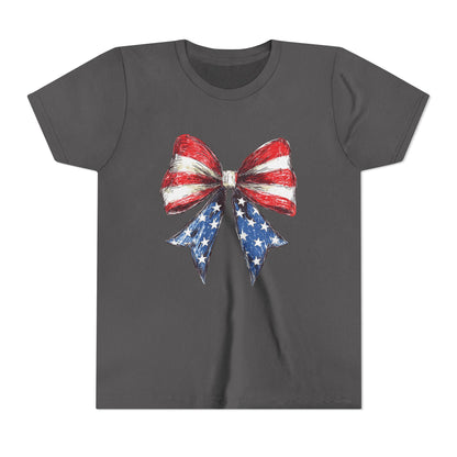 Patriotic Youth Short Sleeve Tee with Bow Design