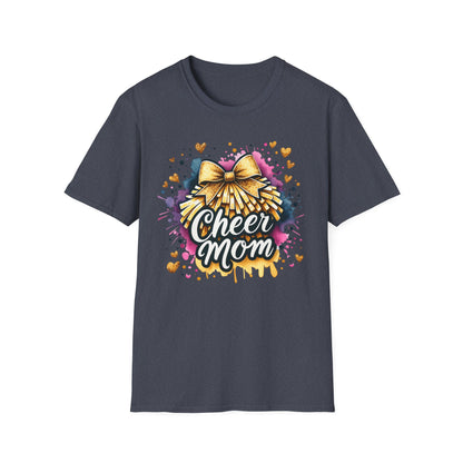 Cheer Mom Gold Bow- Gildan Softstyle Tshirt