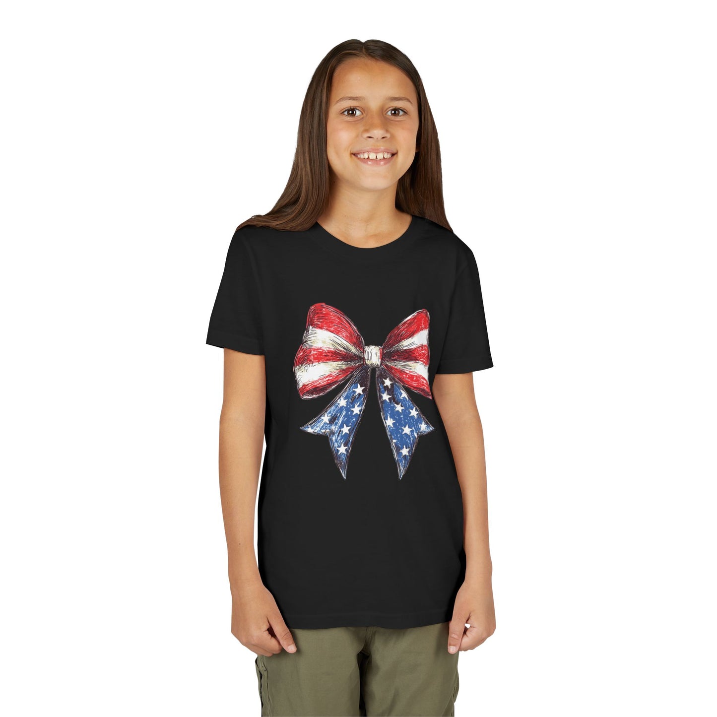 Patriotic Youth Short Sleeve Tee with Bow Design