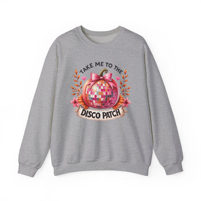 Disco Patch Pumpkin Gildan Crewneck Sweatshirt