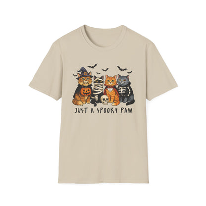 Halloween Cat T-Shirt, Spooky paw Gildan Softstyle Tee