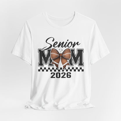 Senior Mom 2026 Football Tee, Unisex Jersey Short Sleeve Tee