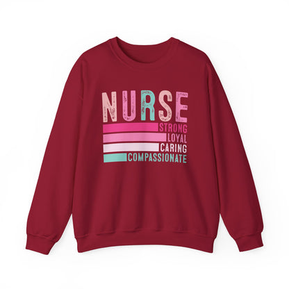 Nurse, Strong, Loyal, Caring Gildan Crewneck Sweatshirt