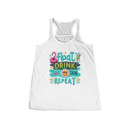 Float, Drink, Tan, Repeat Women's Flowy Racerback Tank Top