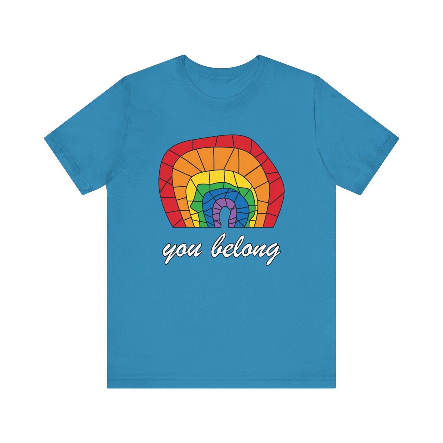 Rainbow 'You Belong' Unisex Jersey Tee, LGBTQ Pride Shirt