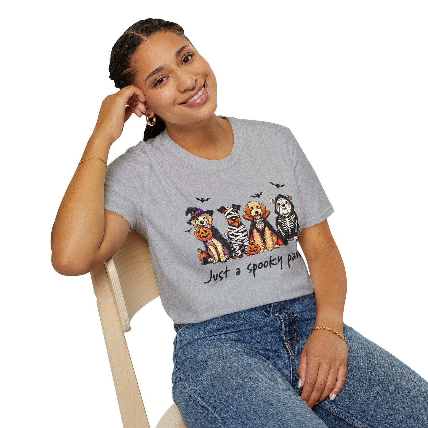 Halloween Dog T-Shirt, Spooky Paw Gildan Softstyle Shirt