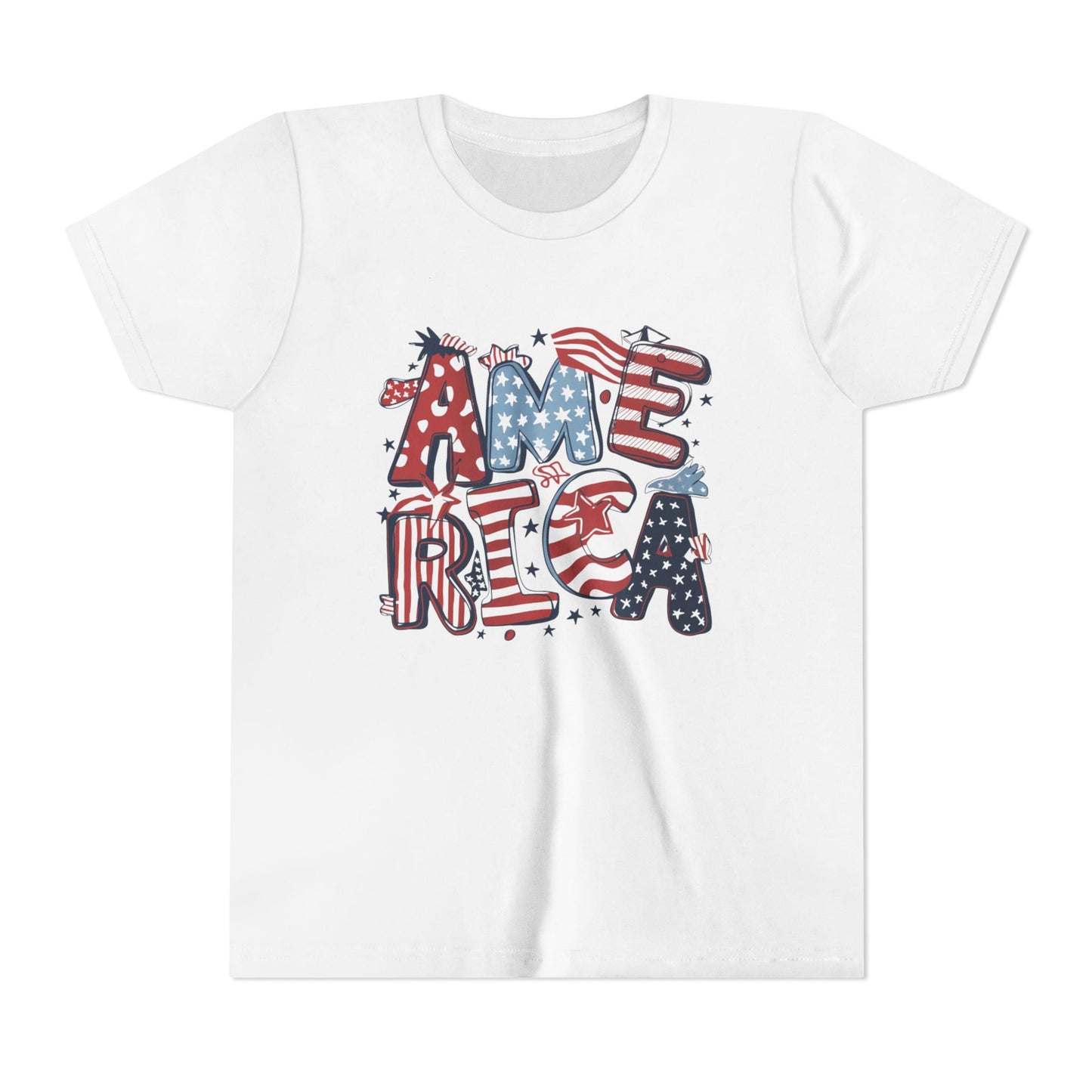 Patriotic Youth Short Sleeve Tee - America Design for 4th of July & Celebrations