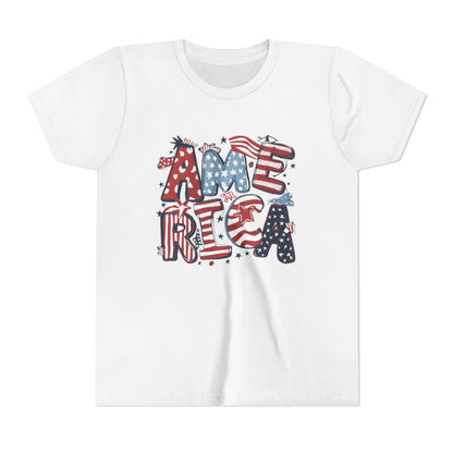 Patriotic Youth Short Sleeve Tee - America Design for 4th of July & Celebrations