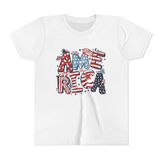 Patriotic Youth Short Sleeve Tee - America Design for 4th of July & Celebrations