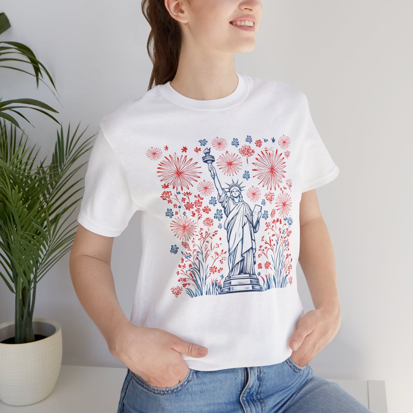 Patriotic Short Sleeve Tee with Liberty Design