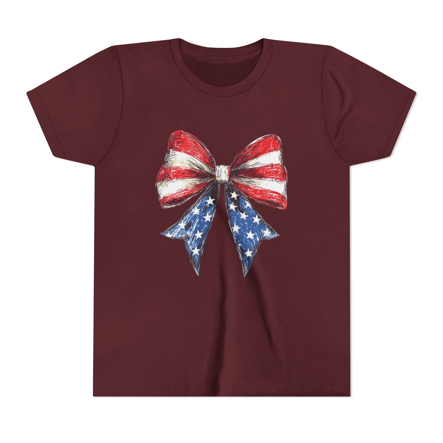 Patriotic Youth Short Sleeve Tee with Bow Design
