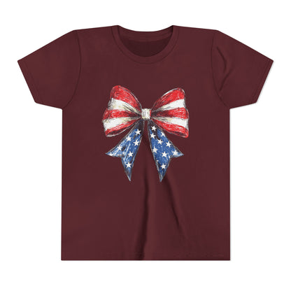 Patriotic Youth Short Sleeve Tee with Bow Design