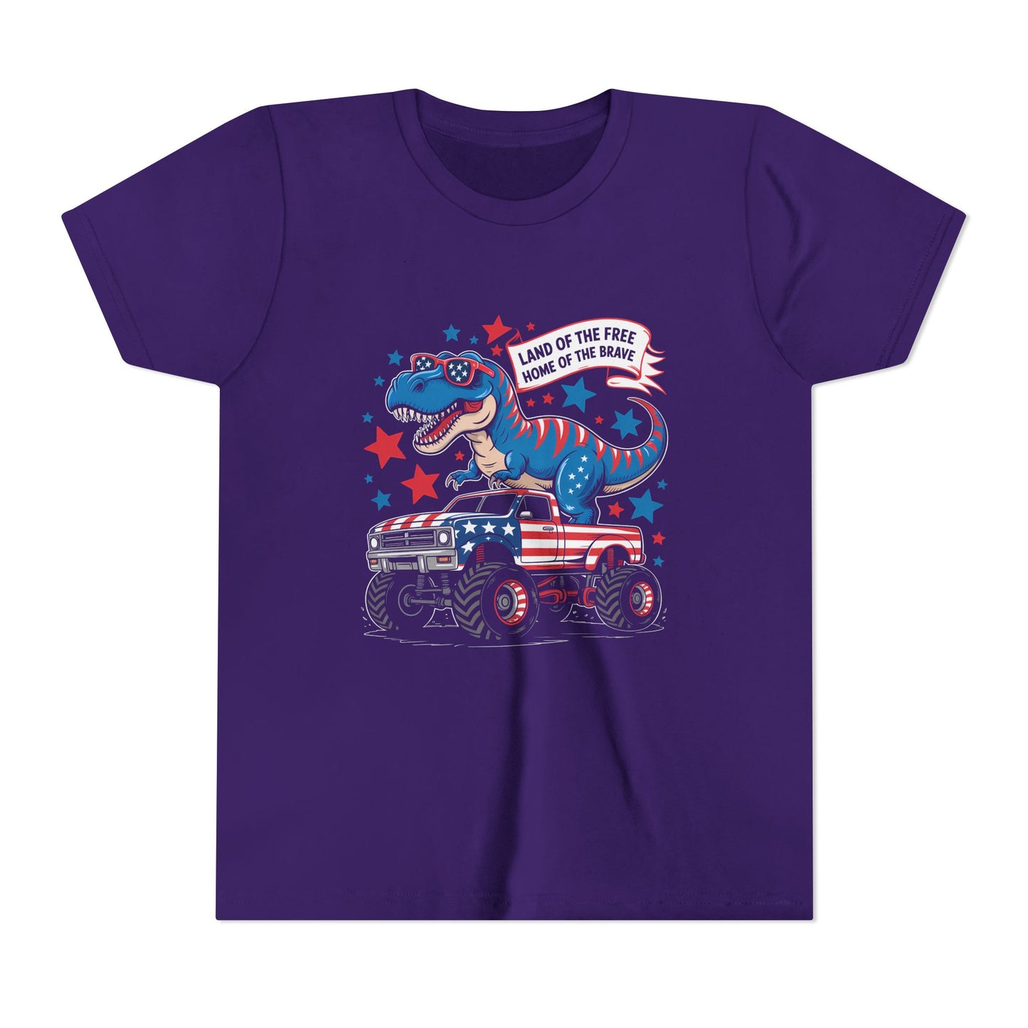 Patriotic Dinosaur Tee for Kids, Youth Short Sleeve Shirt